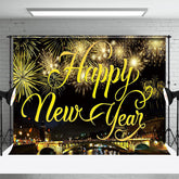 Lofaris UK Gold Sparkle Bridge City Night New Year Backdrop